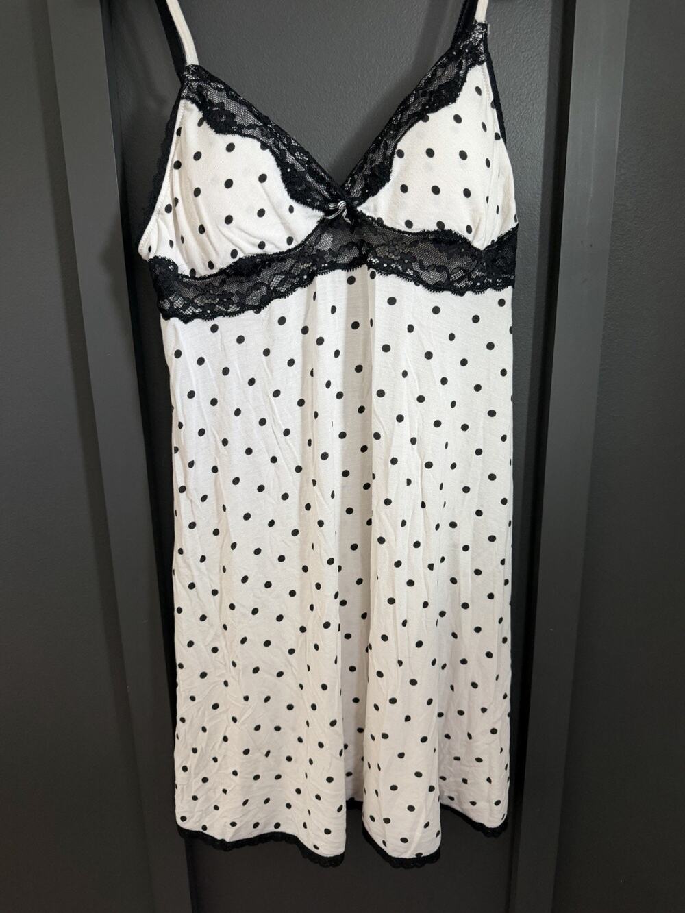 Vintage Victoria’s Secret Black & White polka dot dress Nightgown Women’s Size M